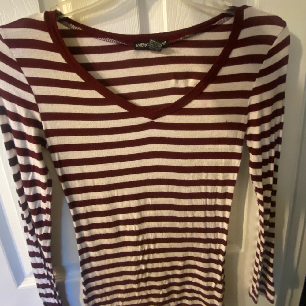 Small Red/White Striped Thin Long Sleeved Tee
